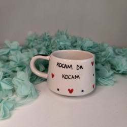 Kocam Da Kocam Yazılı Kırmızı Kalp Detaylı El Yapımı Seramik Kupa